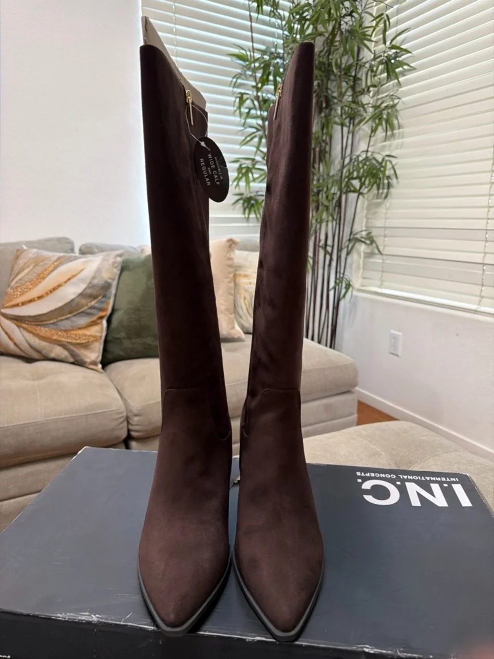 INC International Concepts Dark Brown Over‑The‑Knee wide calf Boots